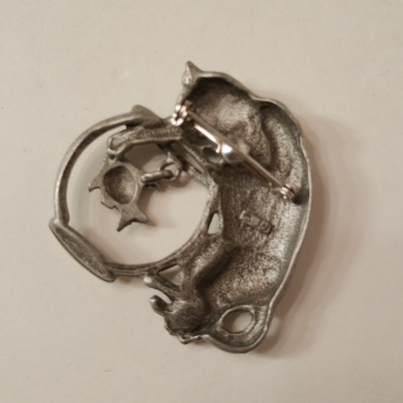 Vintage JJ Jonette Pewter Cat Fishbowl Brooch Pin - Picture 4 of 5